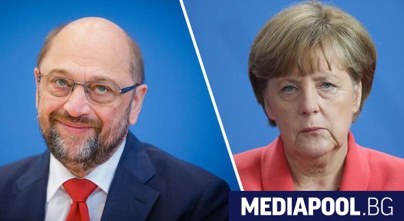 Мартин Шулц и Ангела Меркел Лидерът на германските социалдемократи Мартин