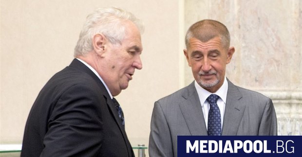 Милош Земан и Андрей Бабиш дясно Президентът на Чехия Милош