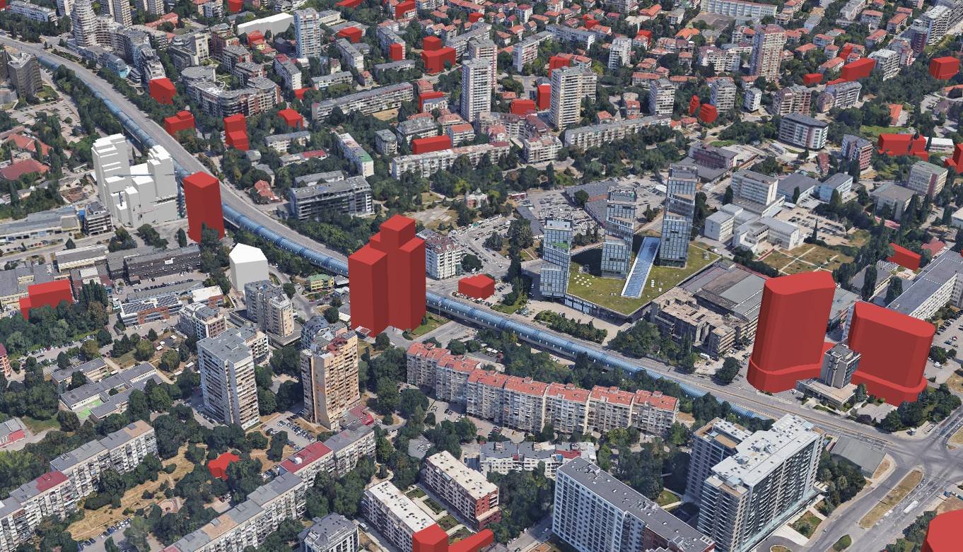 Карта на бъдещото застрояване край бул. Драган Цанков в София