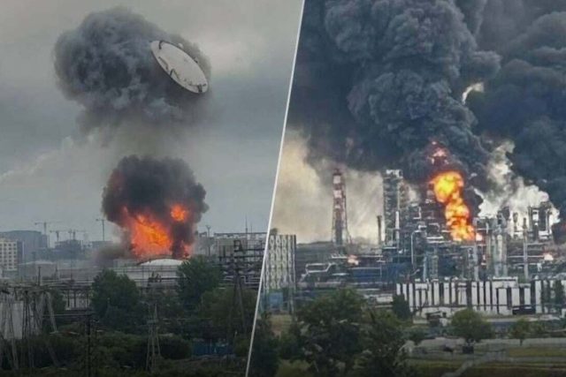 украйна удар дронове москва рафинерия
