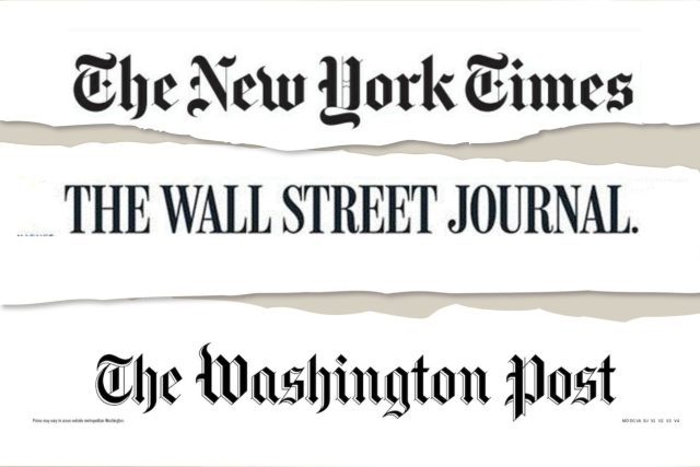 вестници new The York Times, The Washington Post (WP)и The New York Times