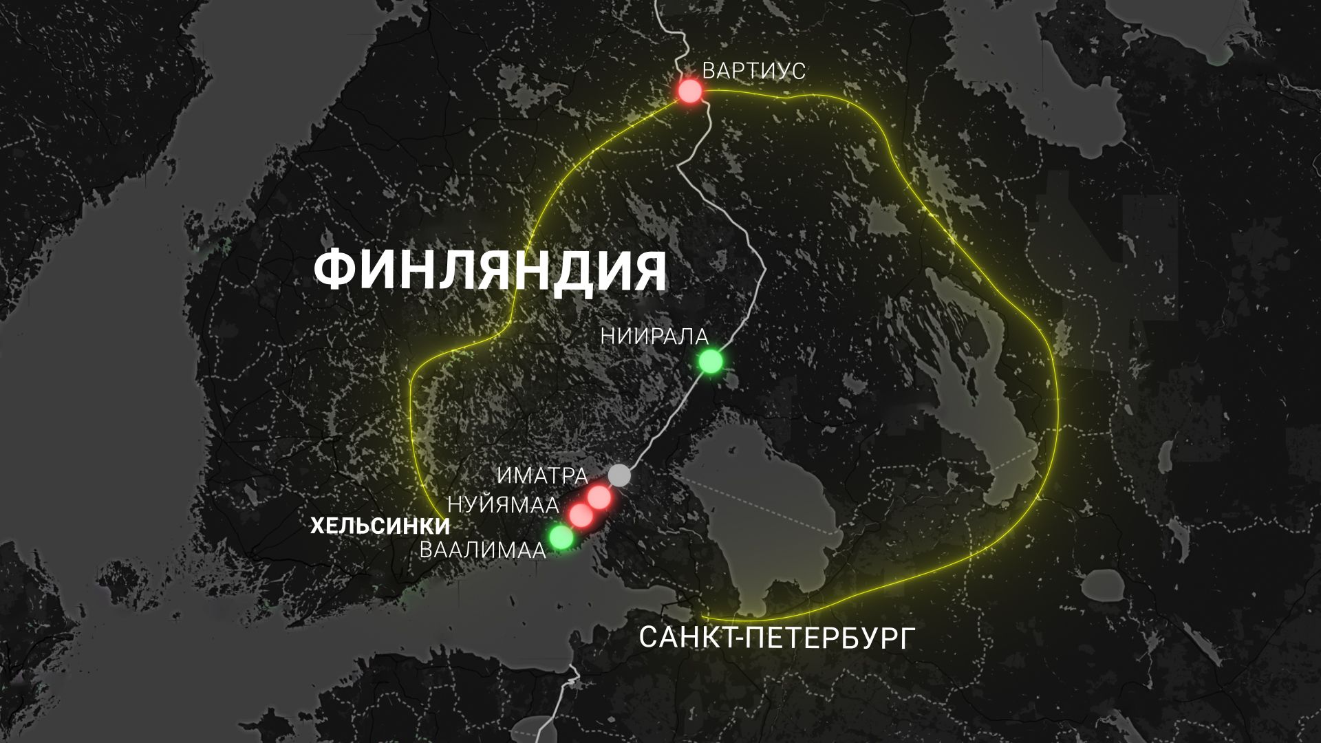 Карта на пътя на арабските мигранти през Русия към Финландия. Илюстрация: Инсайдър