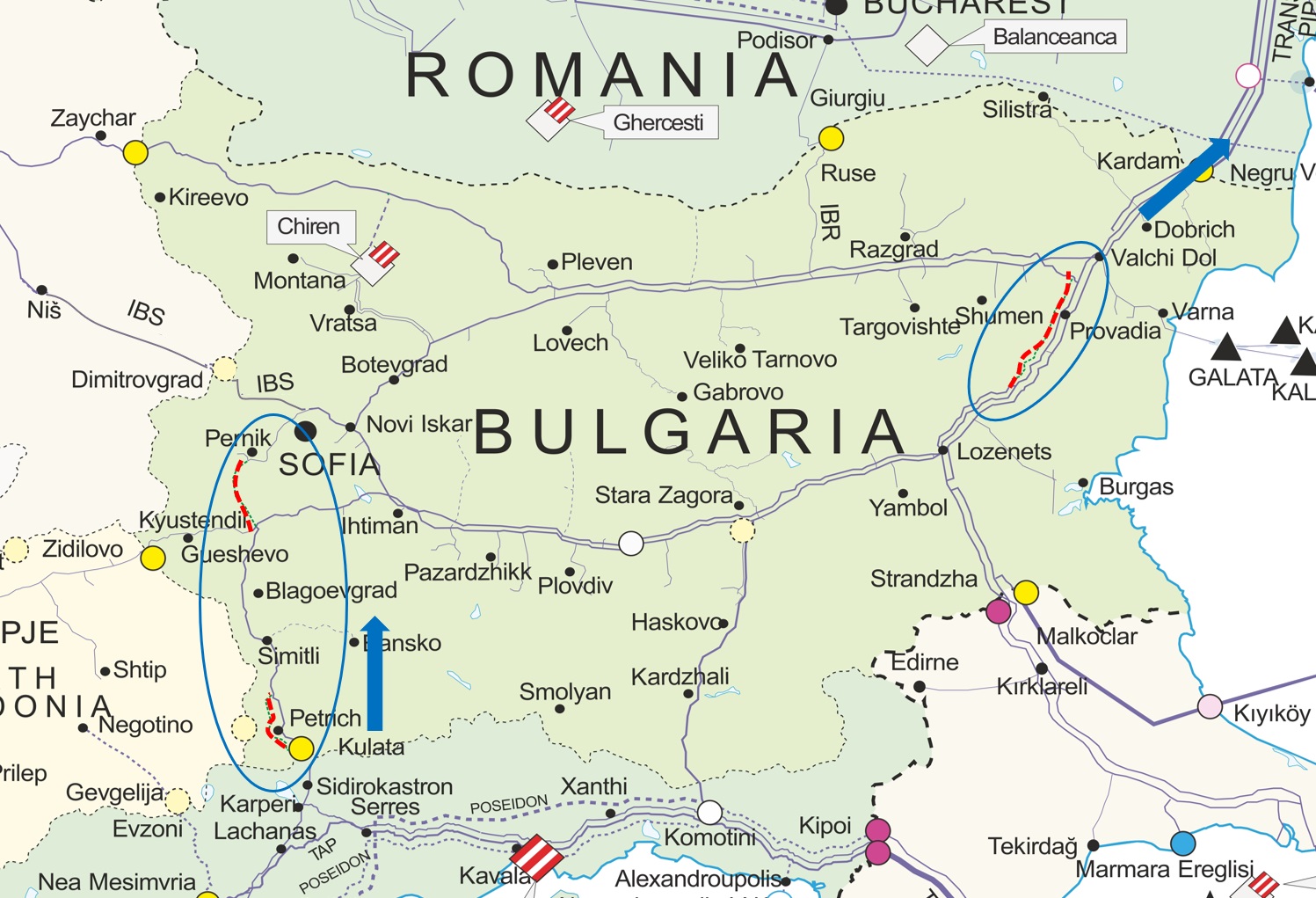 Планираните обекти от разширението на преносния капацитет на българската газова мрежа