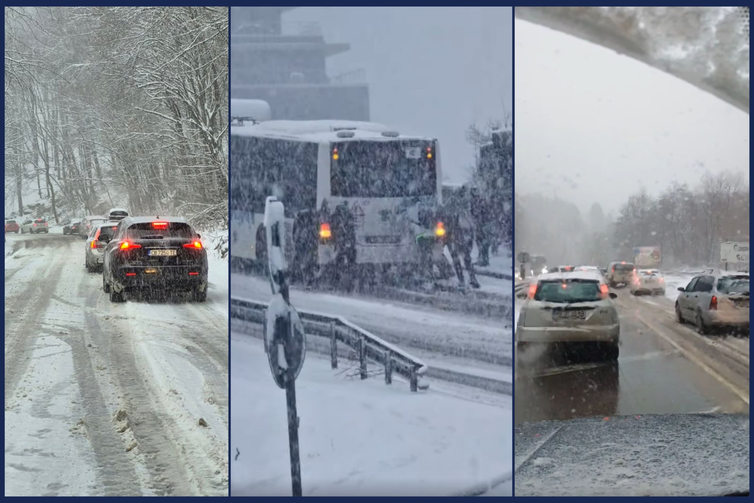 Neige, hiver, embouteillages
