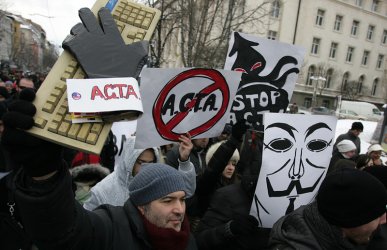 Протест в София срещу АСТА. Сн. БГНЕС