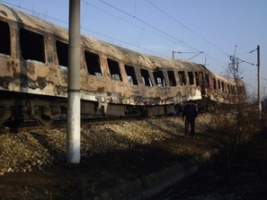 Изгорелият при инцидента вагон