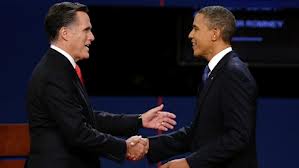 Мит Ромни и Барак Обама по време на първия предизборен дебат