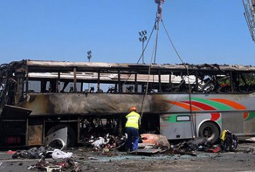 Взривеният автобус на летище Сарафово