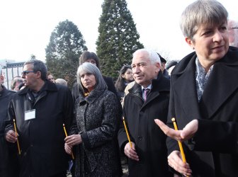 Вицепрезидентът Маргарита Попова и президентът (1990-1997) Желю Желев на възпоминанието в София. Сн. БГНЕС
