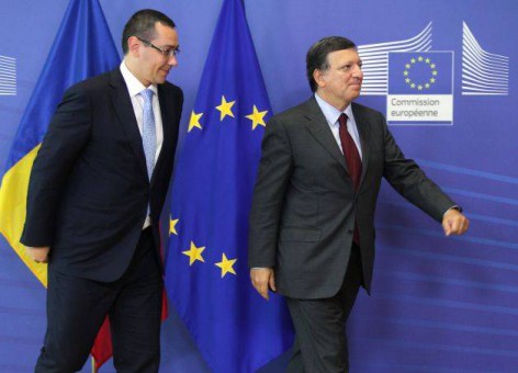 Румънският премиер Виктор Понта и председателят на ЕК Жозе Мануел Барозу