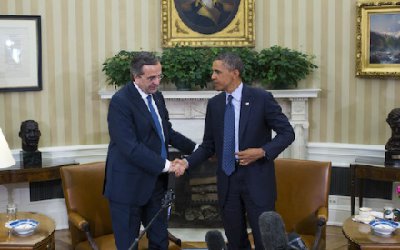 Андонис Самарас и Барак Обама в Белия дом