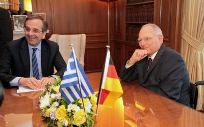 Гръцкият премиер Андонис Самарас и германският финансов министър Волфганг Шойбле