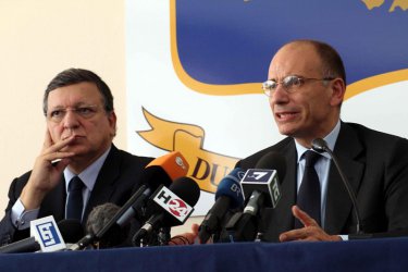 Жозе Мануел Барозу и Енрико Лета. Сн: ЕПА/БГНЕС
