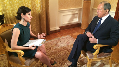 Сергей Лавров по време на интервюто