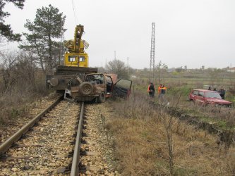 След удара на жп прелеза в Русенско, сн. БГНЕС