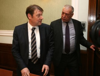 Шефът на ДАНС Владимир Писанчев и председателят на комисията за контрол над службите за сигурност Димитър Лазаров (ГЕРБ). Сн. БГНЕС