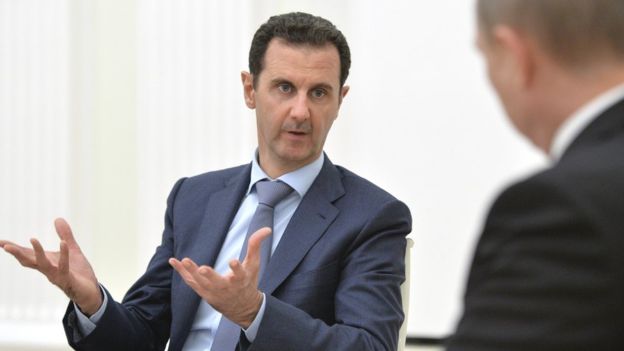 Башар Асад в разговор с Владимир Путин в Москва