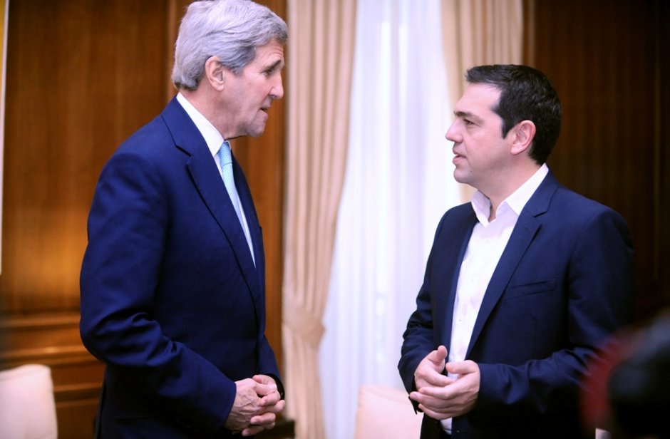 Джон Кери и гръцкият премиер Алексис Ципрас