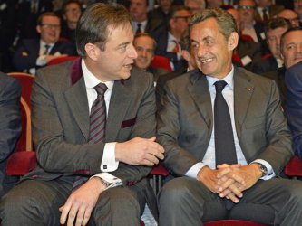 Барт де Вевер и Никола Саркози по време на форума в Антверпен