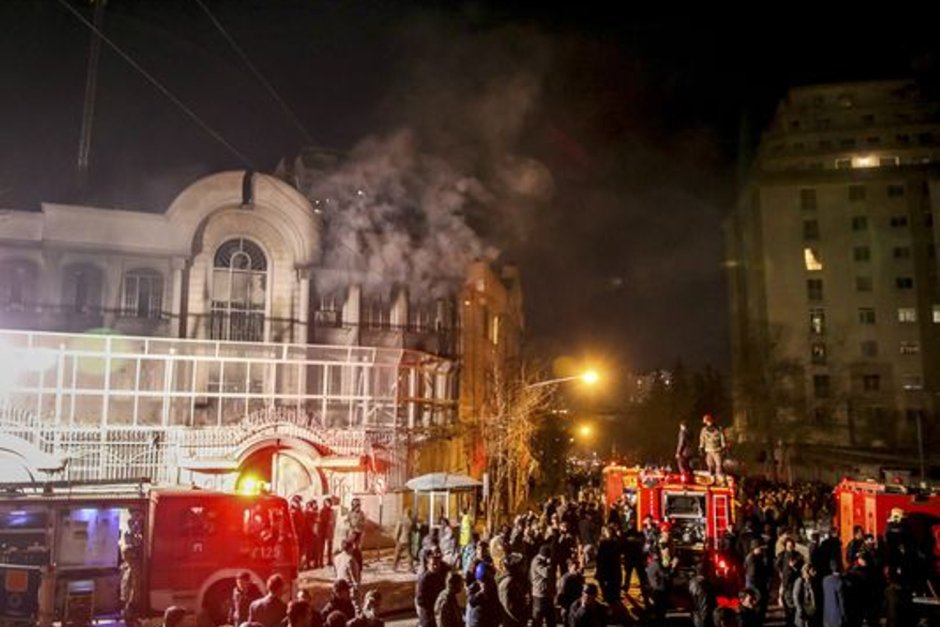 Подпаленото от ирански демонстранти на 3 януари саудитско посолство в Техеран