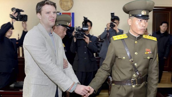 Ото Фредерик Уармбайър пред севернокорейския съд. Снимка: ЕПА