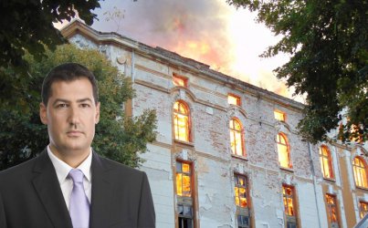 Иван Тотев и горящите тютюневи складове на Пловдив. <i> Колаж: Mediapool.bg </i>