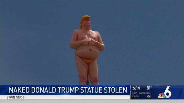Открадната е гола статуя на Тръмп в естествен ръст