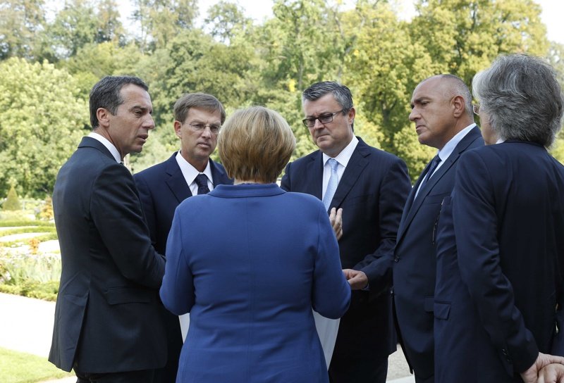 Бойко Борисов на среща с канцлера Ангела Меркел с участието на министър-председателите на Хърватия, Словения и Австрия през август 2016 г. Сн. БГНЕС