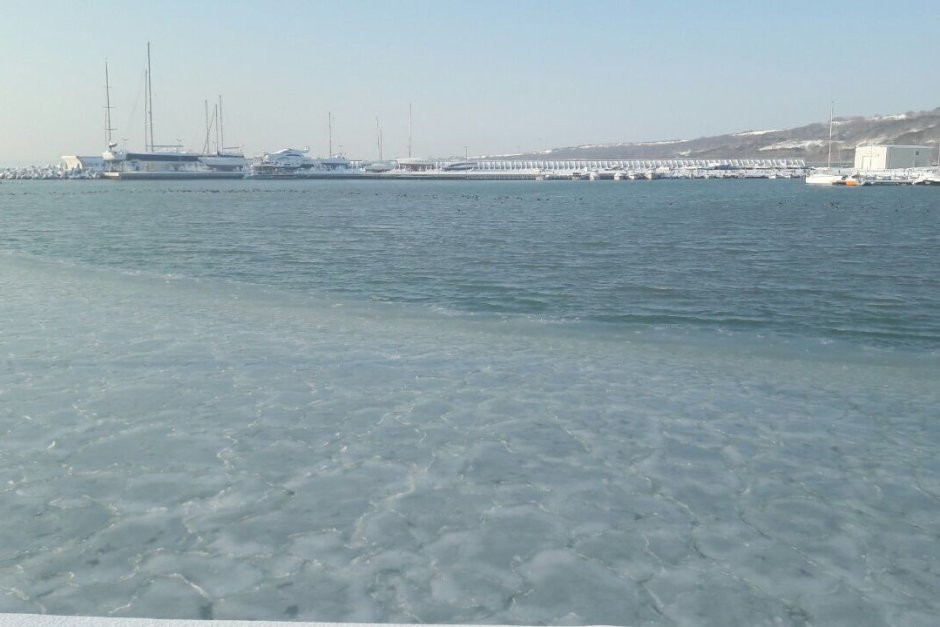 Лед скова морето край Бургас и река Дунав