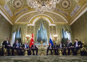 Момент от срещата между Ердоган и Путин в Москва.