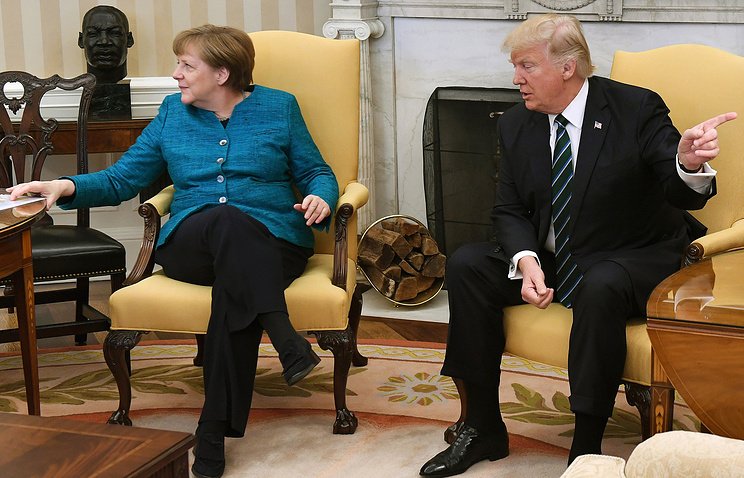 Меркел и Тръмп по време на срещата в Белия дом