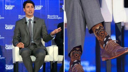 Канадският премиер се появи на бизнес форум с Чубака чорапи