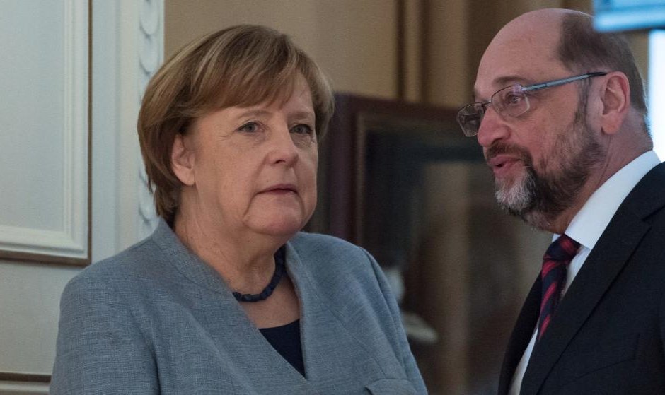 Ангела Меркел и лидерът на ГСДП Мартин Шулц