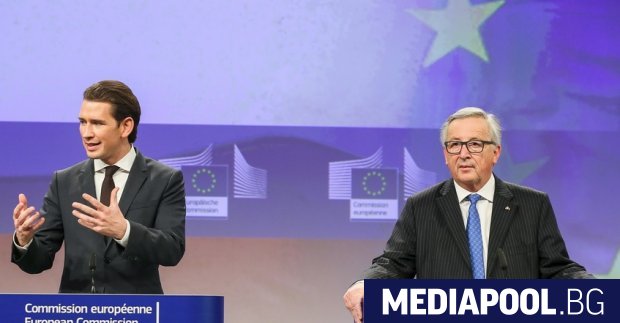 Себастиан Курц и Жан Клод Юнкер Председателят на Европейската комисия Жан Клод