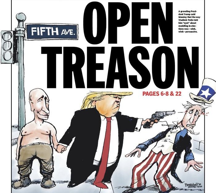 "Изменникът" Тръмп, "пудел" на Путин в карикатури и колажи