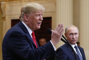 Снимката е от срещата на Тръмп и Путин в Хелзинки, АП