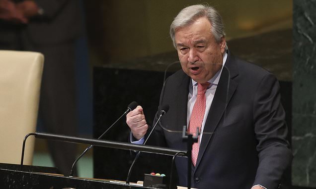 Антониу Гутериш на трибуната на ООН във вторник