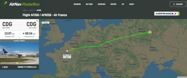 Самолет на Air France се върнал в Париж поради липса на разрешение да лети над Русия