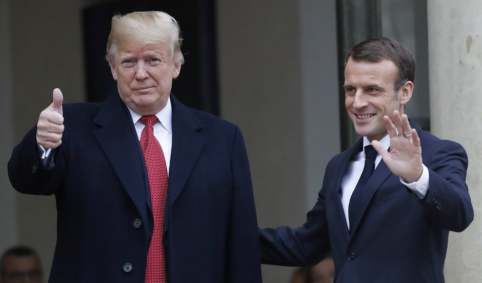 Доналд Тръмп и Еманюел Макрон в Париж миналата седмица