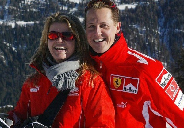 Михаел Шумахер и съпругата му преди инцидента във френските Алпи