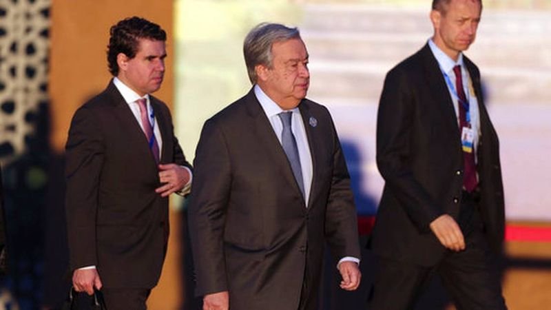 Генералният секретар на ООН Антонио Гутериш пристига за участие в конференцията в Маракеш