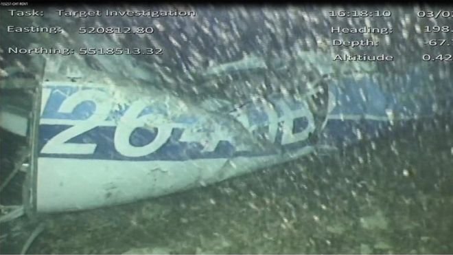 Видеозапис от устройството за подводно търсене показа номера на самолета, превозващ Сала