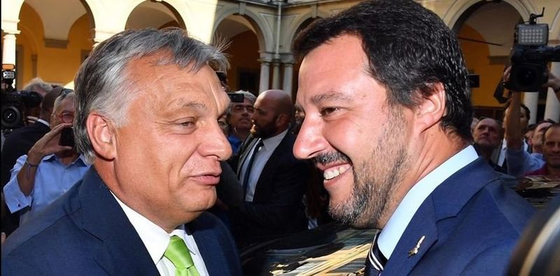 Виктор Орбан и италианският вицепремиер Матео Салвини, лидер на крайнодясната "Лига"