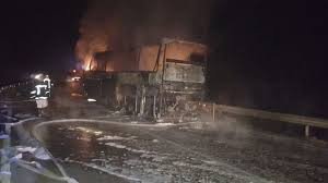 Автобус изгоря на пътя Русе – Бяла, няма пострадали
