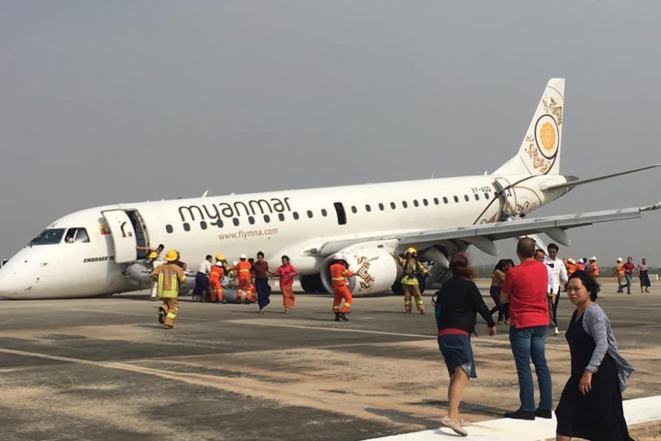 Самолет кацна по "корем" в Мианма без пострадали
