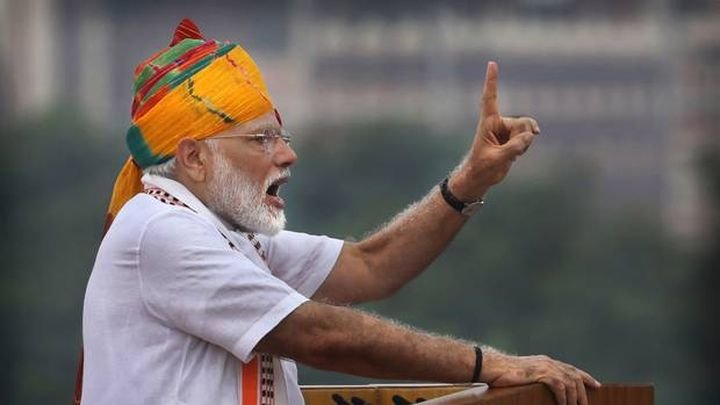 Индийският премиер Нарендра Моди произнася реч по случай Деня на независимостта