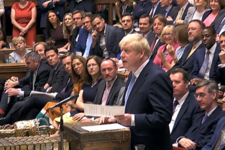 Борис Джонсън по време на първата си реч пред парламента като премиер