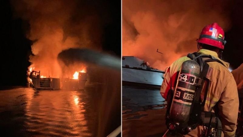 25 тела са намерени след пожара на увеселително корабче край Калифорния