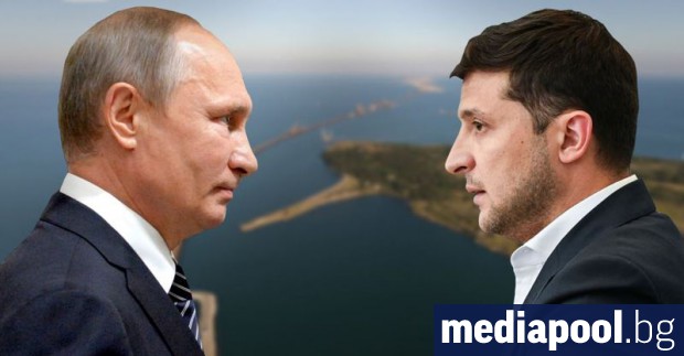 Президентите на Русия и Украйна Владимир Путин и Володимир Зеленски
