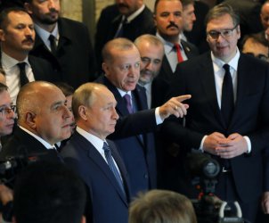 Борисов разговаря с Путин, Ердоган и Вучич в Инстанбул при пуска на "Турсик поток", сн. МС
